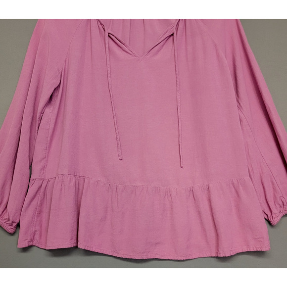 Old Navy Peplum Boho Peasant Top Womens M Dusty Rose V-neck Long Elastic Sleeves - Picture 5 of 12